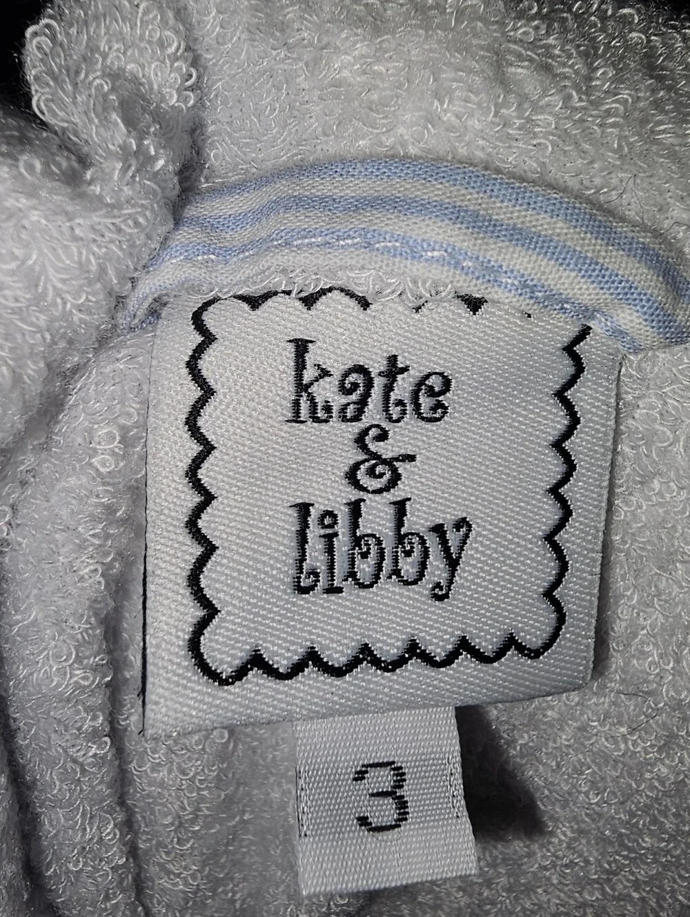 Kate & Libby Sz 3 Kids Hooded Terry Bathrobe - Light Blue Stripe